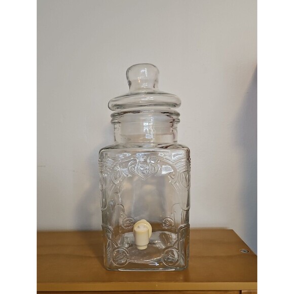 Vintage Look Glass Drink Dispenser w/Lid, Beautiful Condition! - Picture 1 of 7